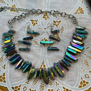 Rainbow titanium necklace & earring set gorgeous colors!